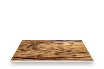 Wood table texture isolated on white screen for products display.