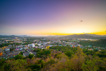 Landscapes phuket town in the summer on khao-rang viewpoint.