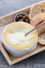 typical portuguese cheese with bread and olives