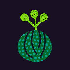 Kokedama hand drawn logotype in cartoon minimalism style