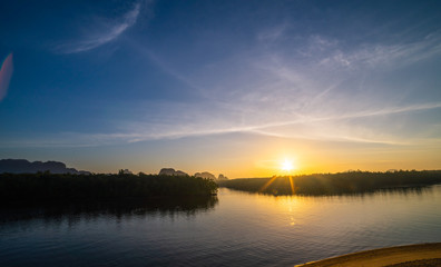 sunset over the river