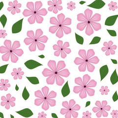 beautiful flowers with leafs pattern background