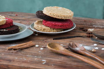 Top view sponge cakes with cinnamon and vanilla