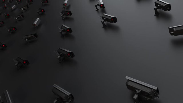 Security camera cctv pattern, abstract cyber security surveillance background, threat detection, abstract 3d illustration render, loop able 3d animation