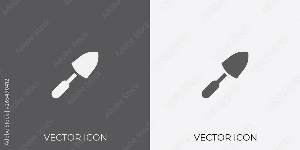 Poster light & dark gray icon of trowel for mobile, software & app.. eps. 10.