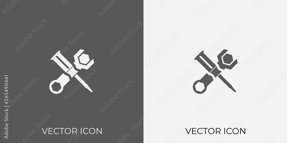 Poster light & dark gray icon of tools for mobile, software & app.. eps. 10.