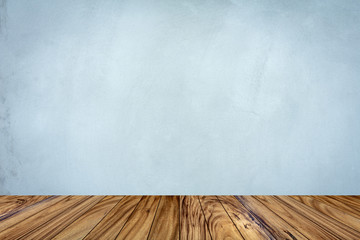 Wooden floor texture in the room and cement wall background
