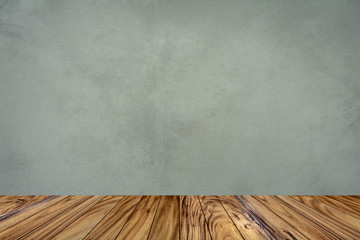 Wooden floor texture in the room and cement wall background