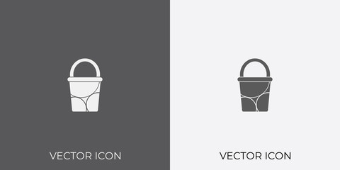 Light & Dark Gray Icon of Bucket For Mobile, Software & App.. Eps. 10.