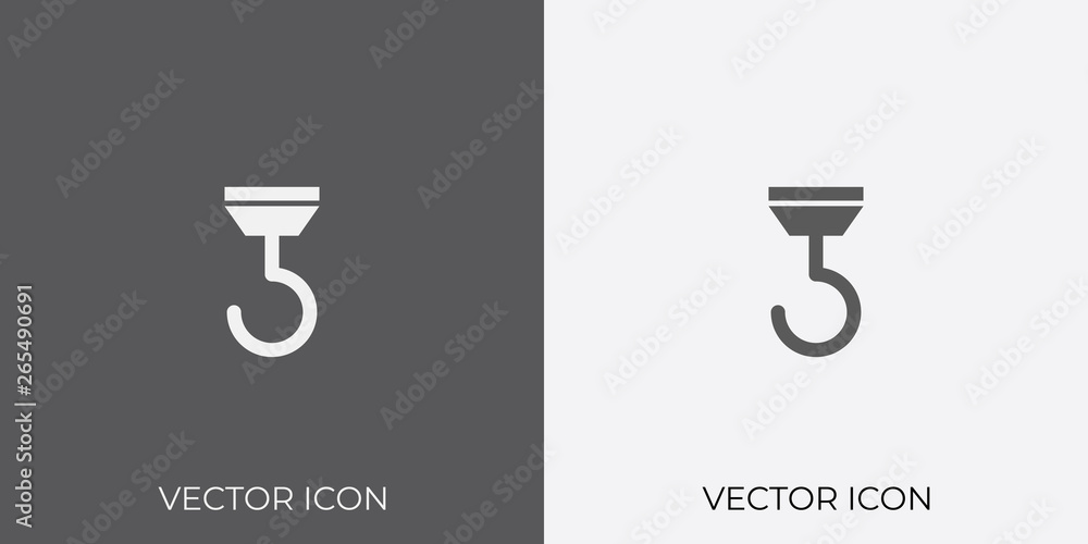 Poster light & dark gray icon of hook for mobile, software & app.. eps. 10.