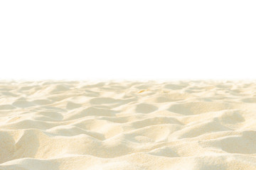 Fototapeta na wymiar Fine beach sand in the summer sun on white background