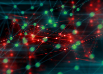 Fototapeta premium background 3d illustration rendering, network data deep learning, robotic ai science net web, neuron brain, futuristic connecting, server cyber digital, technology internet of thing, plexus