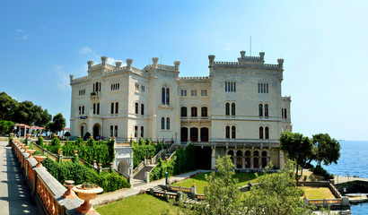Seaview of Castello Miramare, Trieste, Italy.