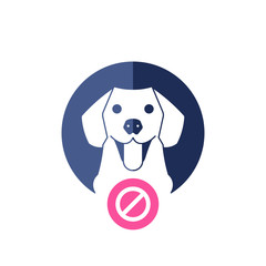 Dog icon with not allowed sign. Labrador retriever icon and block, forbidden, prohibit symbol
