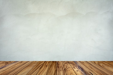 Wooden floor texture in room cement wall background