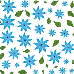 beautiful flowers with leafs pattern background