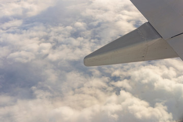 View of the earth from the wing of the aircraft.