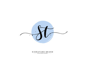 S T ST initial logo handwriting  template vector