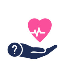 Health icon with question mark. Heart pulse icon and help, how to, info, query symbol