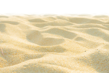 Fine beach sand in the summer sun on white screen