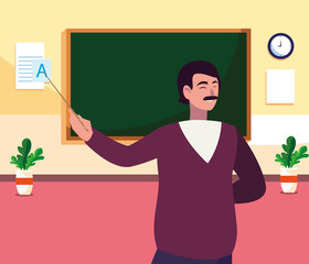 teacher male in the classroom character