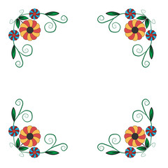 Rectangular floral border frame template with decorative corners.  design illustration.