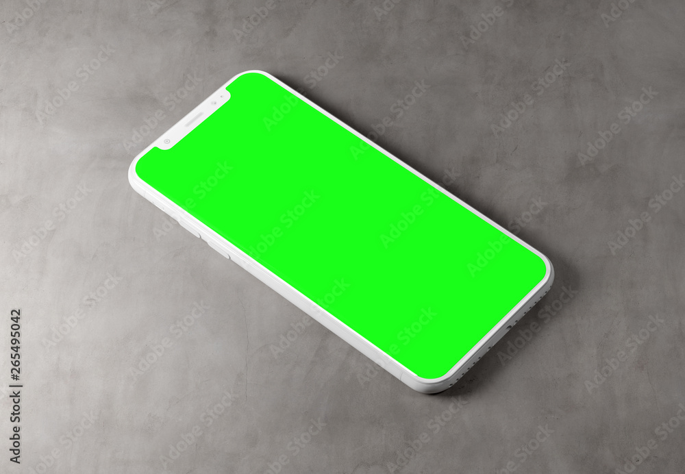 Poster white modern smartphone mockup isolated on concrete 3d rendering