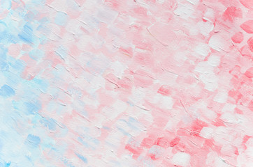 Square strokes texture in oil with pastel pink and light blue colors. Top view for banner background