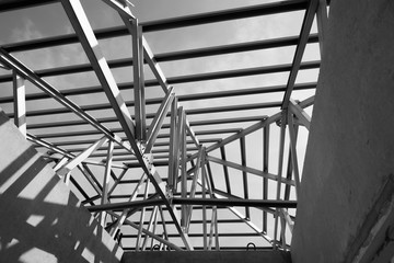 Structure of steel roof frame.