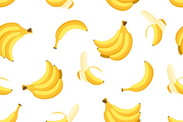 Seamless pattern of bananas on white background -  Vector illustration