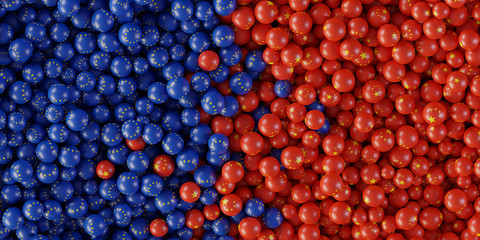 Political relationships between China and Europe, original 3d rendering