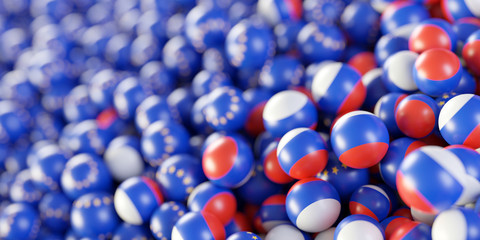 Political relationships between Europe and Russia, original 3d rendering