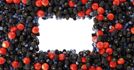 Fruits of the forest background, ultra realistic 3d rendering