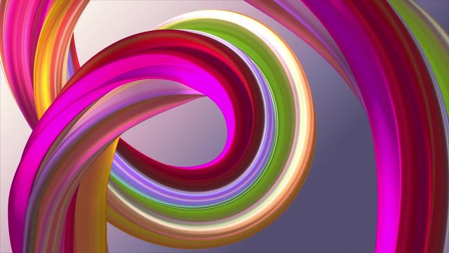 Soft colors 3D curved rainbow rubber band marshmallow rope candy seamless loop abstract shape animation background new quality universal motion dynamic animated colorful joyful video 4k stock footage