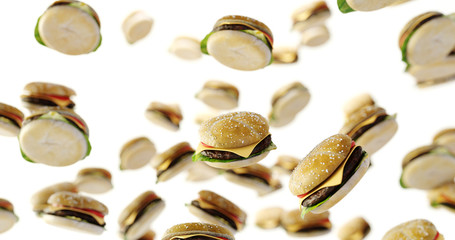 Infinite hamburger background, original 3d rendering