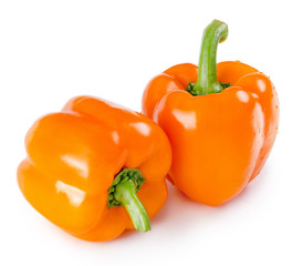 Fresh Orange pepper isolated on the white background. Food concept.