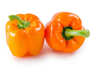 Fresh Orange pepper isolated on the white background. Food concept.