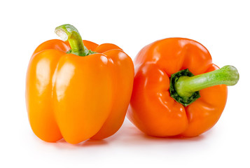 Fresh Orange pepper isolated on the white background. Food concept.