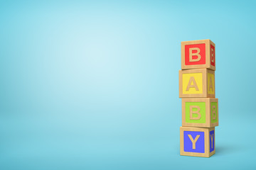 3d rendering of alphabet toy blocks on blue background.