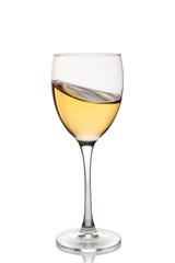 Glass of white wine isolated on a white background.