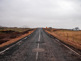 Iceland Roads as a mystic travel path during vacation