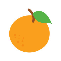 Orange fruit with leaf. Vector illustration