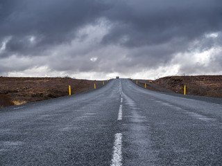 Naklejka premium Iceland Roads as a mystic travel path during vacation