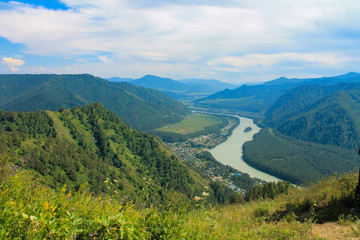 Fototapeta premium mountains and river Katun, Altai Krai, Russia, mountain view