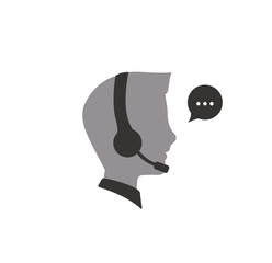 Call center operator with headset, Support Services, Online Support Center, Flat Designed Vector Illustration