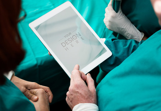 Medical Team Using Digital Tablet Mockup