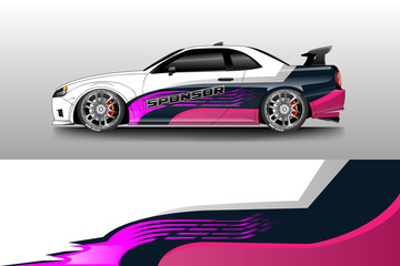 Car wrap livery decal vector , supercar, rally, drift . Graphic abstract stripe racing background . Eps 10 