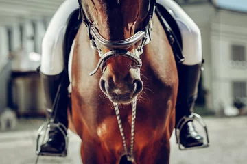 Fotobehang Close up of a brown horse nose © Viacheslav Yakobchuk