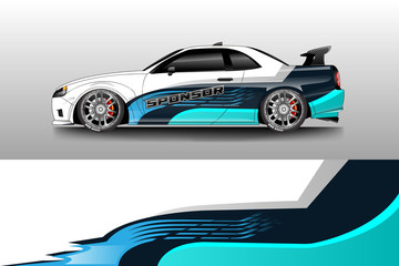 Obraz premium Car wrap livery decal vector , supercar, rally, drift . Graphic abstract stripe racing background . Eps 10 