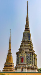Colorful stupas in Wat Pho in Bangkok, Thailand